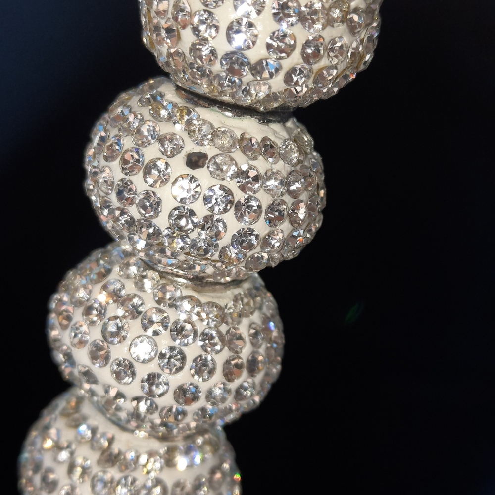 RAYE Leather Crystal Embellished Heels Disco Ball Strappy White Party Sandal 8.5 - Picture 9 of 14